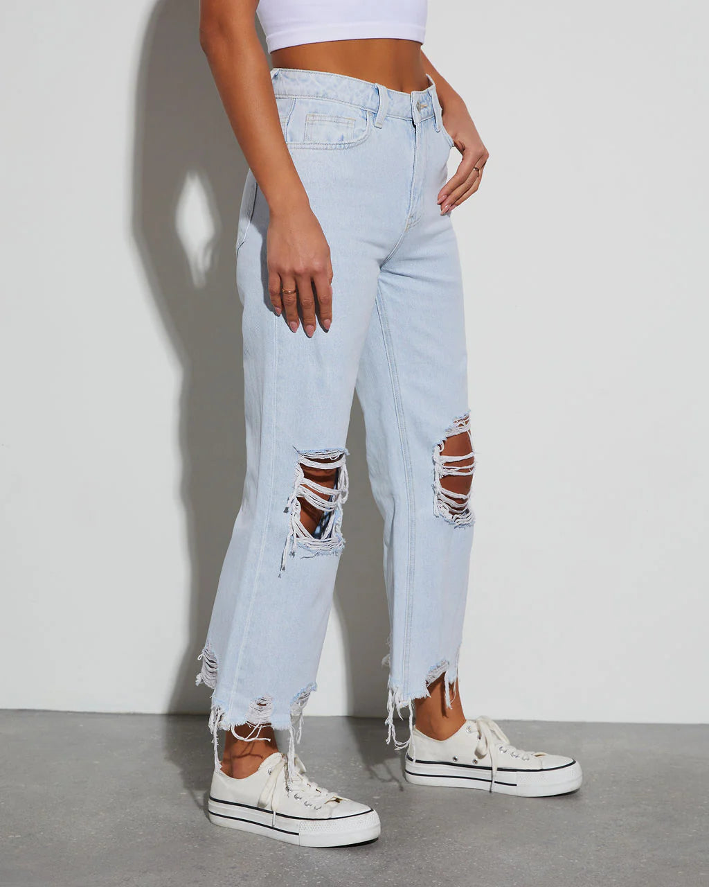 Alley Distressed Crop Kick Flare Jeans