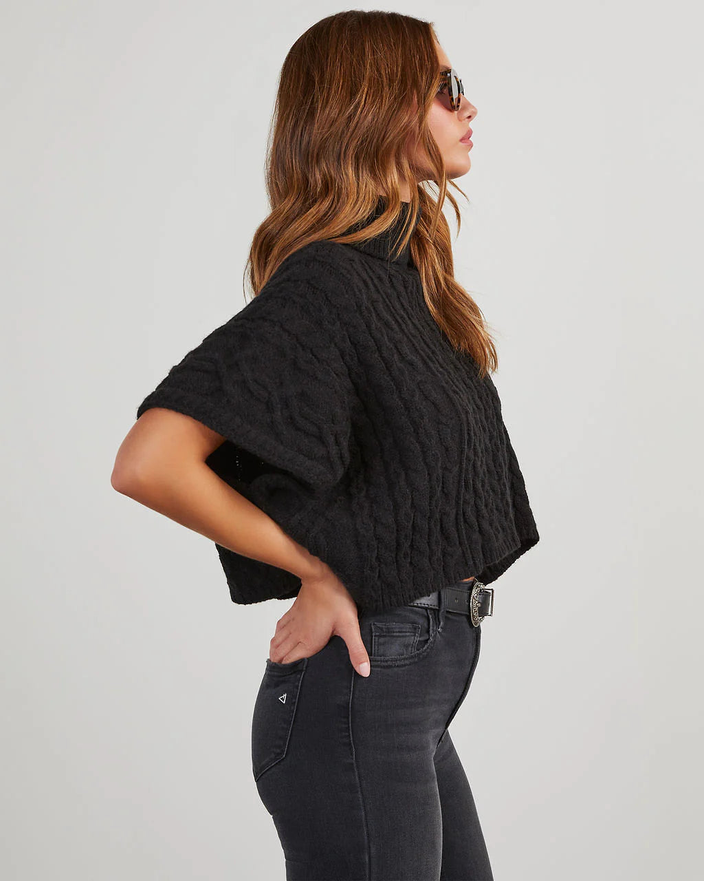 Adalynn Cable Knit Turtleneck Sweater Vest