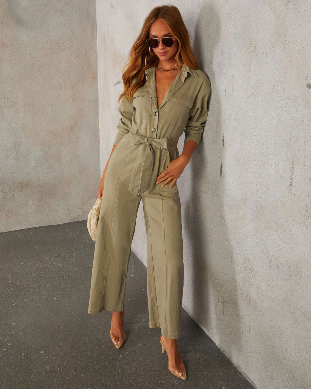 About Face Utility Waist Tie Jumpsuit