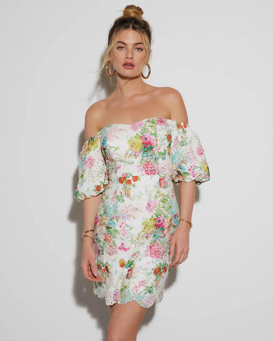 Ariana Off The Shoulder Floral Mini Dress