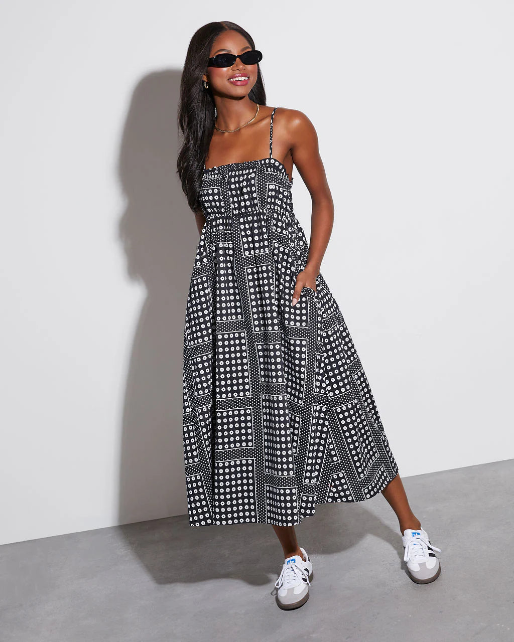 Coraine Cotton Printed Midi Dress