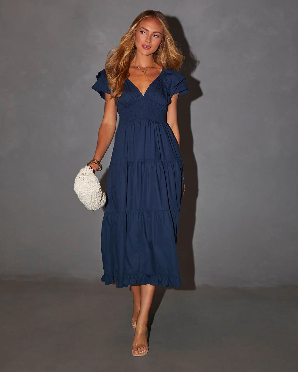 Nyah V-Neck Tiered Maxi Dress