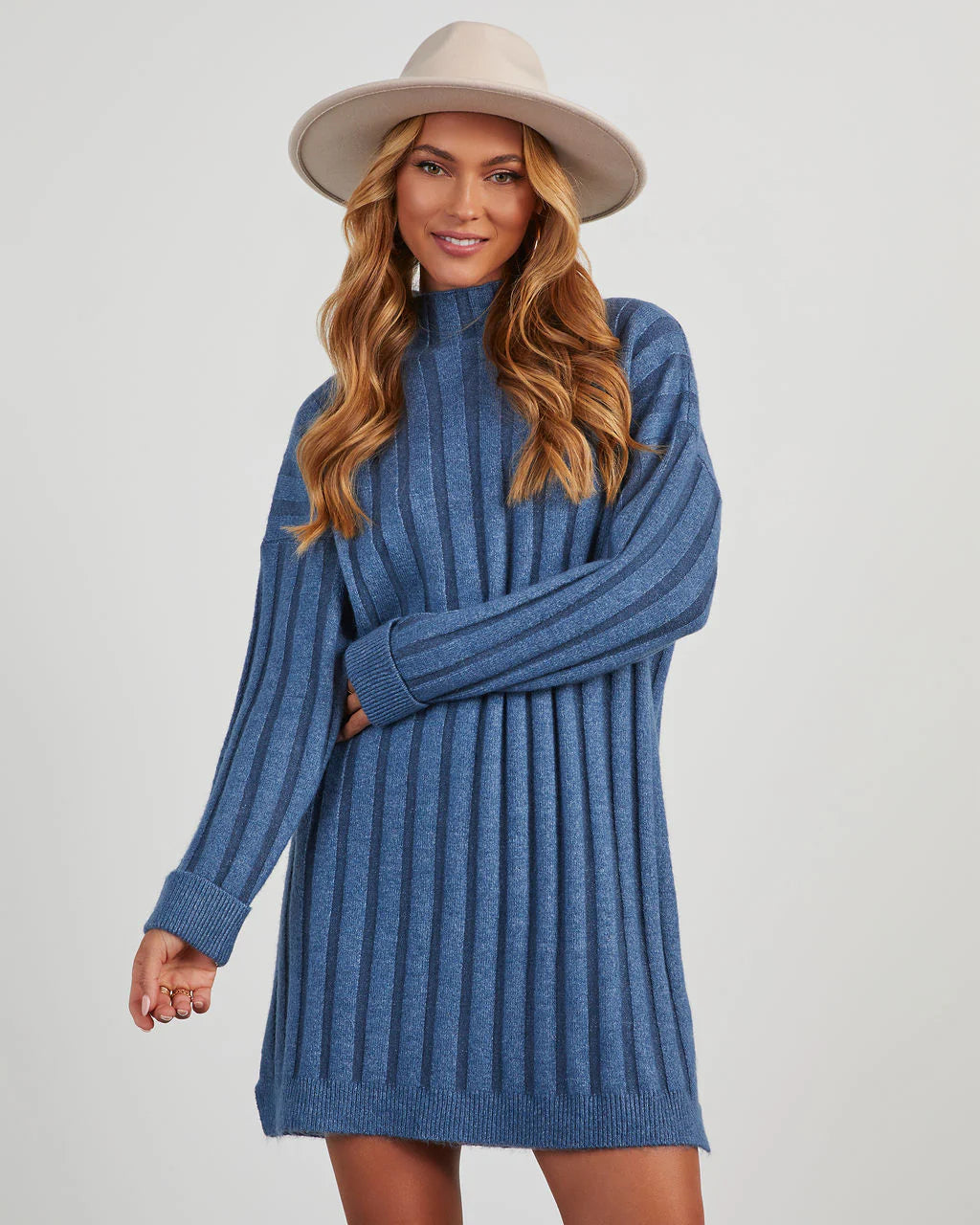 Averie Mock Neck Mini Sweater Dress