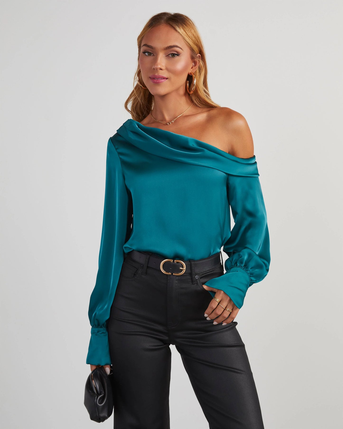 Runway Girl Satin Off Shoulder Top