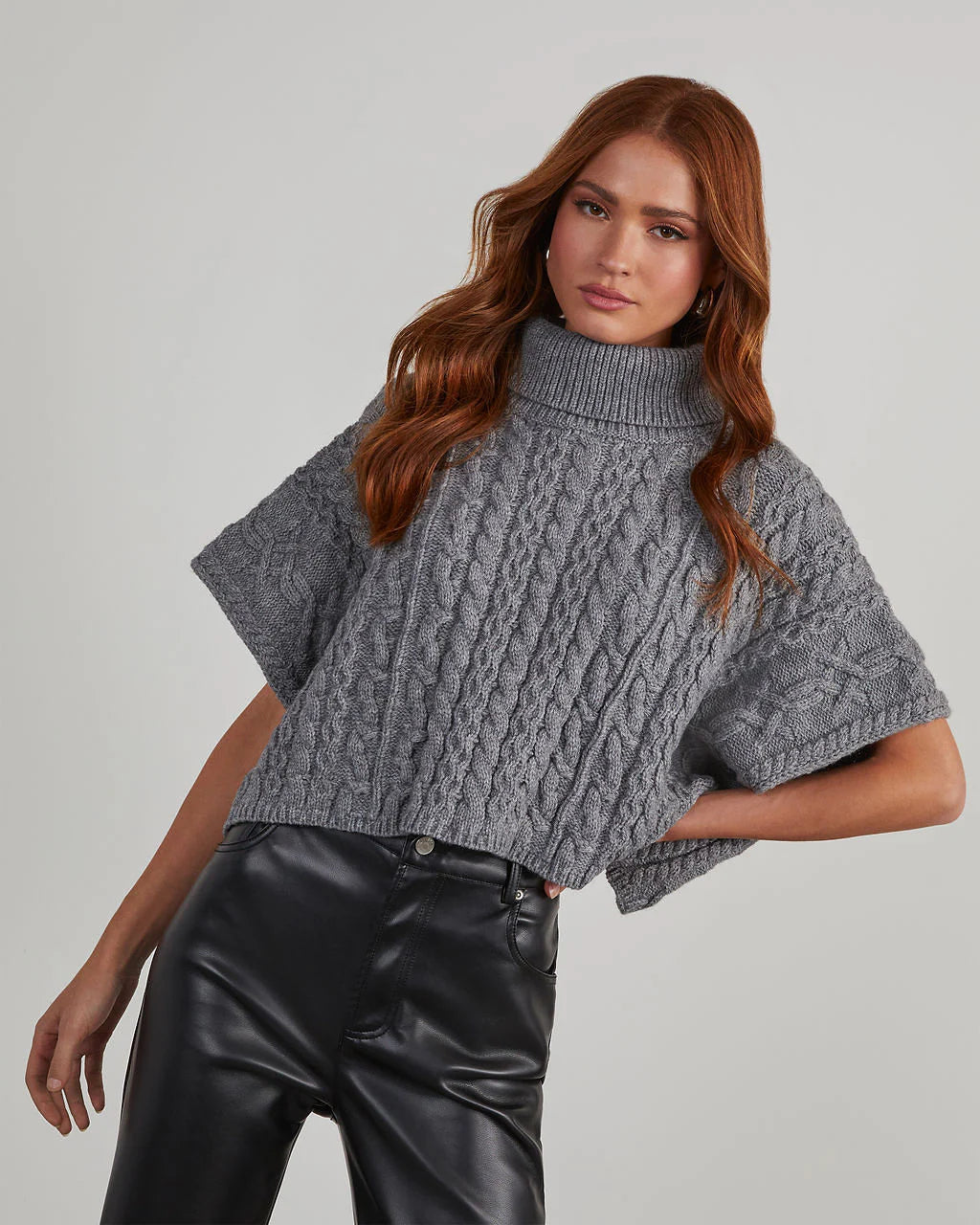 Adalynn Cable Knit Turtleneck Sweater Vest