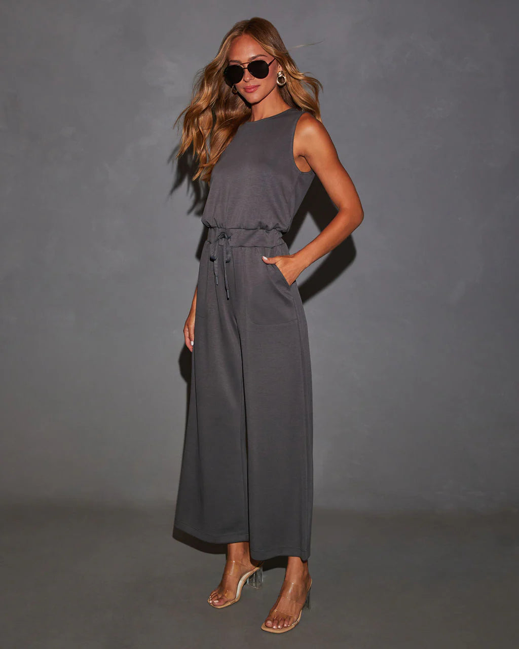 Rosella Wide Leg Drawstring Waist Jumpsuit