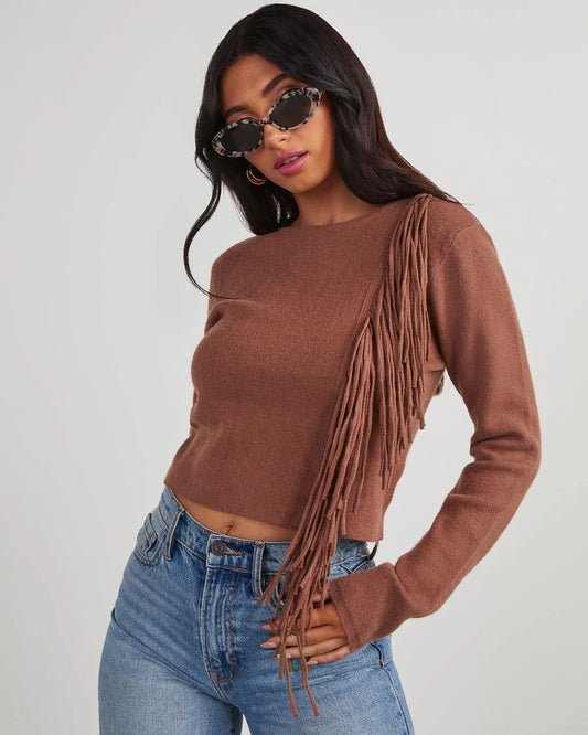 Autumn Breeze Fringe Trim Sweater