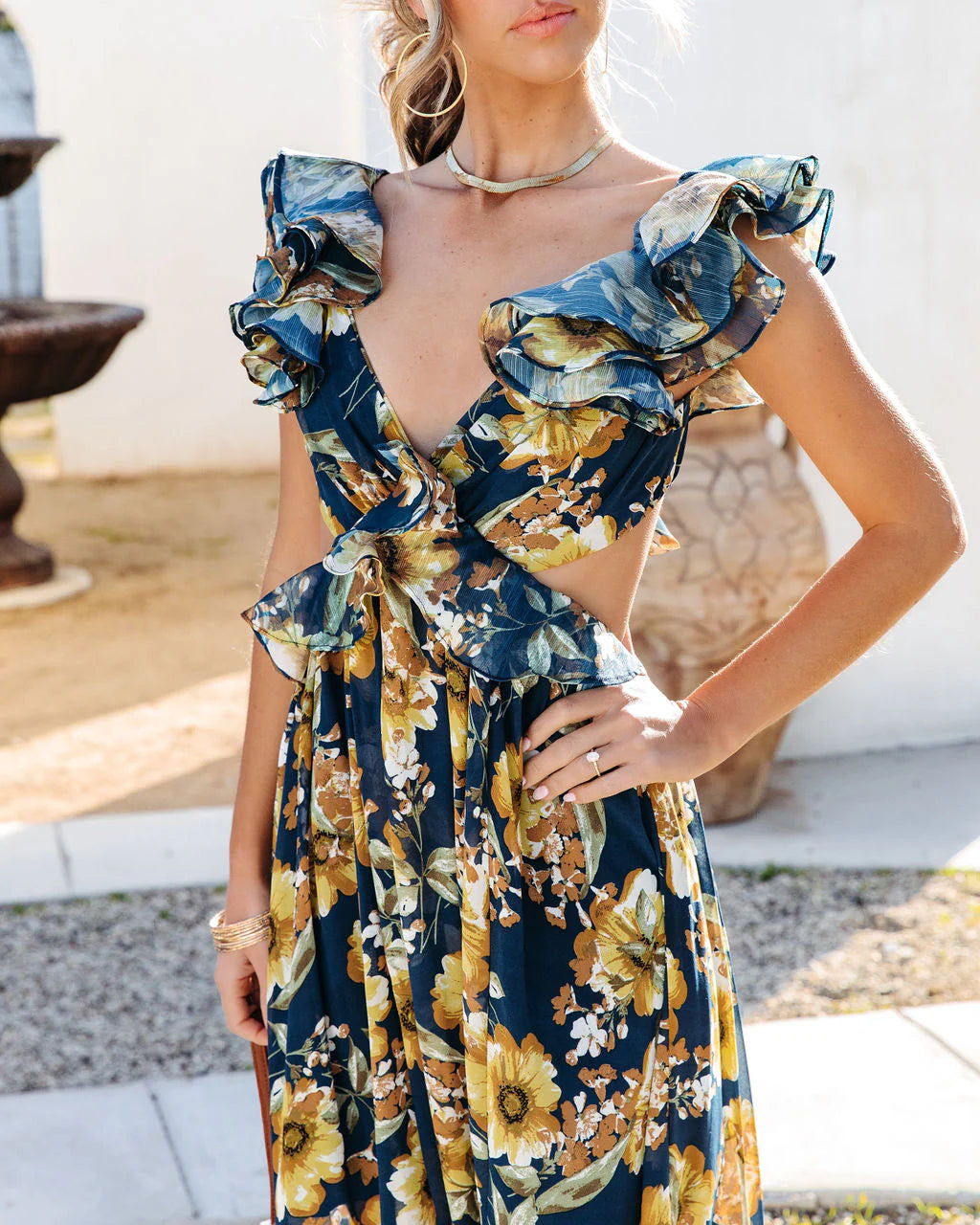 Encanto Floral Ruffle Maxi Dress