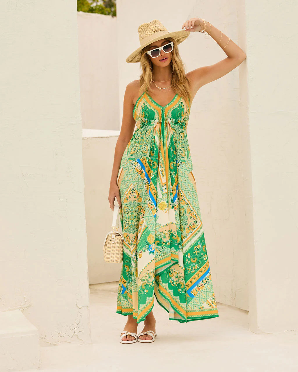 Grasse Border Print Maxi Dress