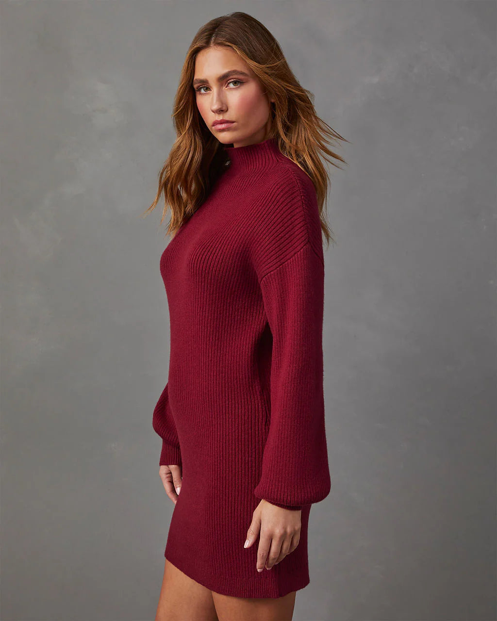 Anastasia Mock Neck Knit Sweater Dress