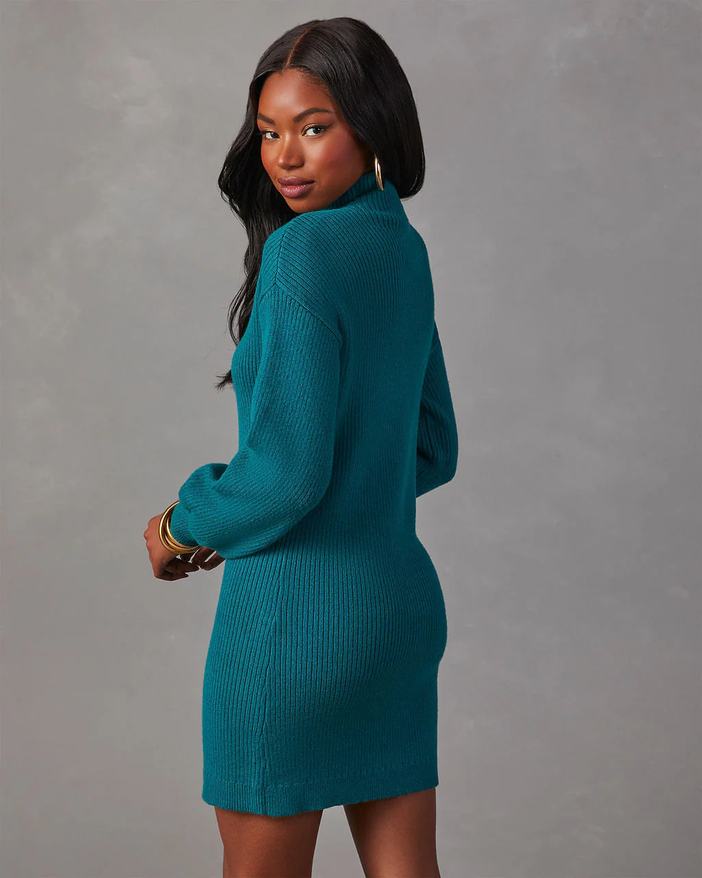 Anastasia Mock Neck Knit Sweater Dress