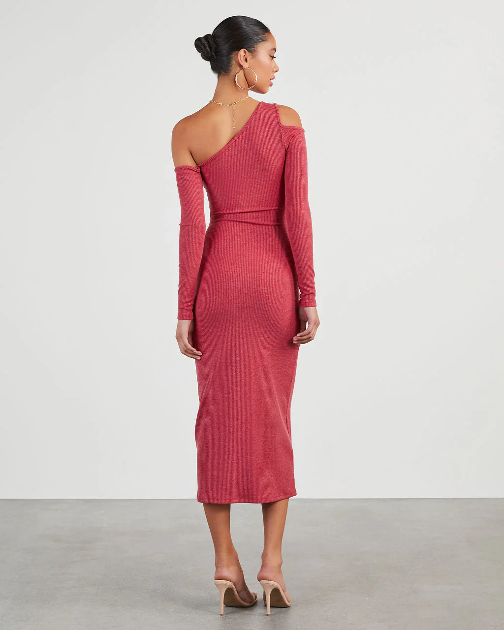 Regina Cutout One Shoulder Knit Midi Dress