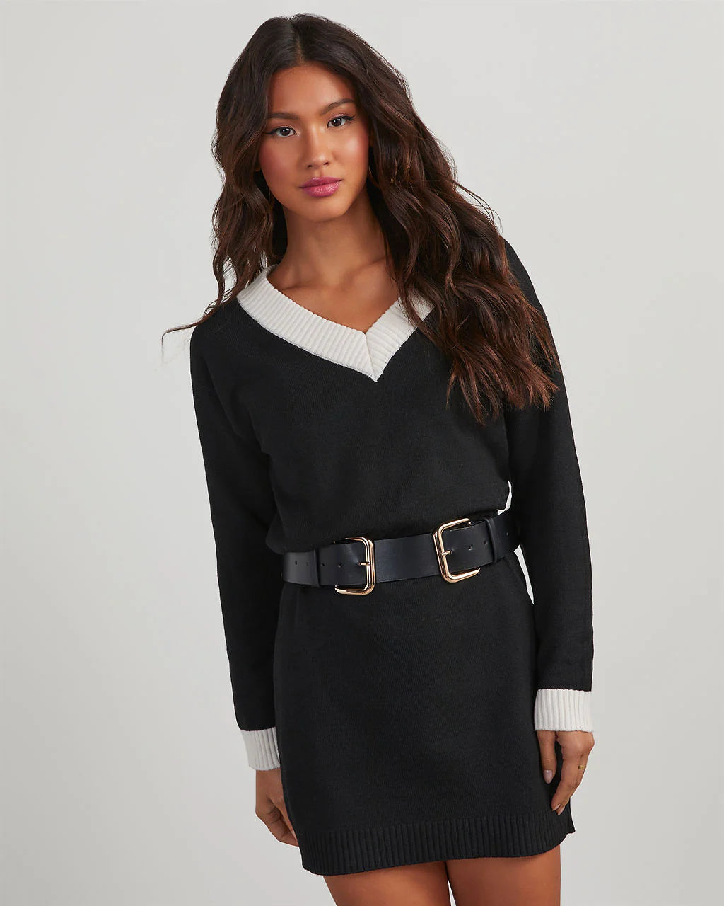 Lopez Contrast Mini Sweater Dress