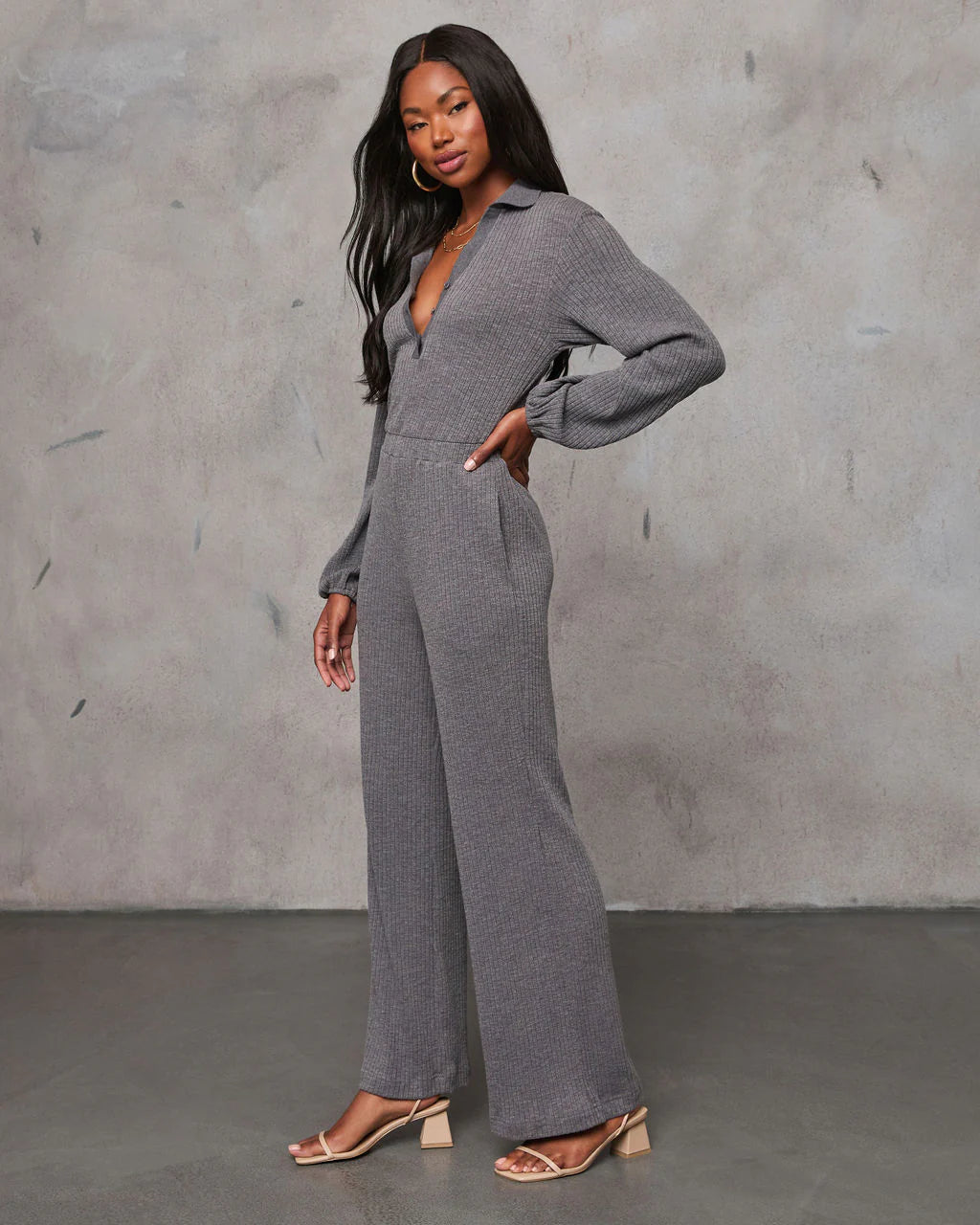 Rowley Rib Knit Wide Leg Jumpsuit