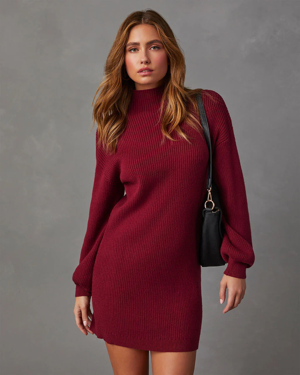 Anastasia Mock Neck Knit Sweater Dress