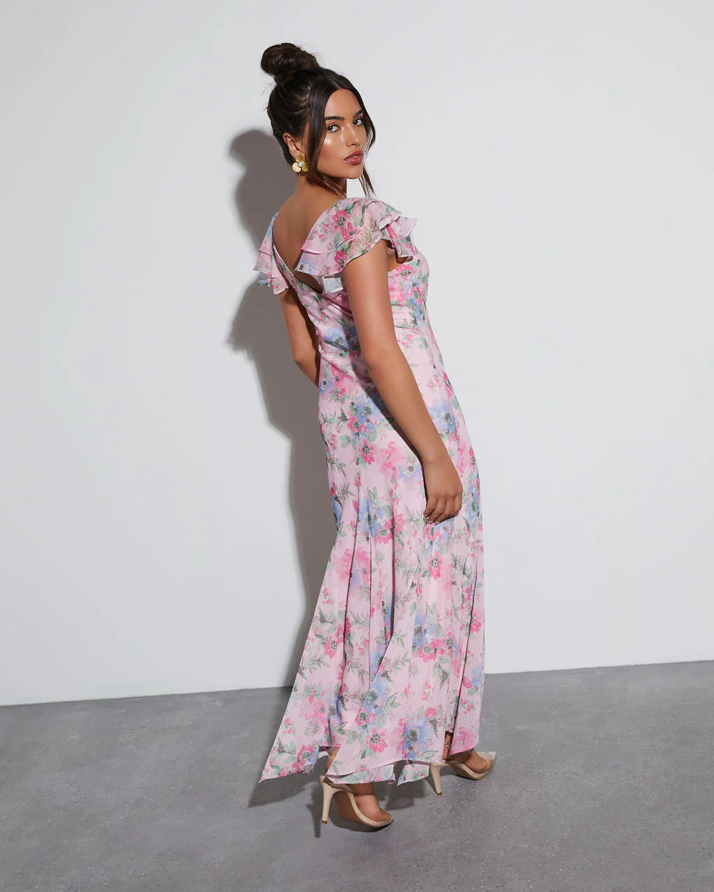 Orchard Floral Ruffle Sleeve Maxi Dress