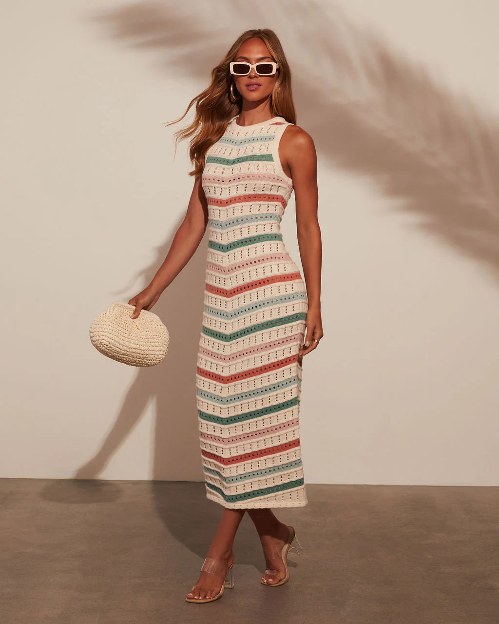 Reyna Chevron Print Tank Midi Dress