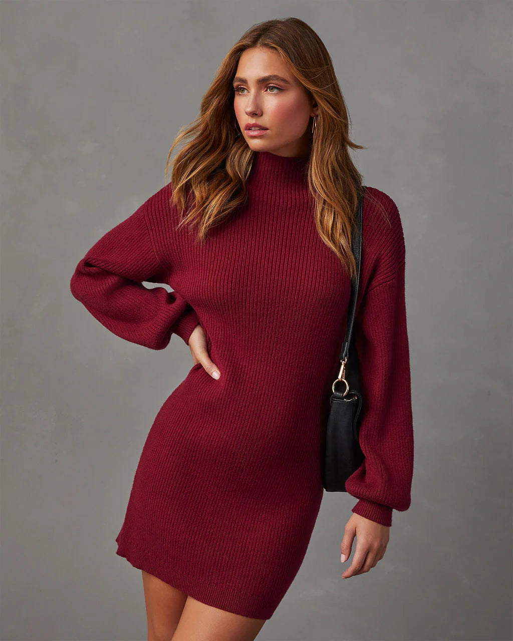 Anastasia Mock Neck Knit Sweater Dress