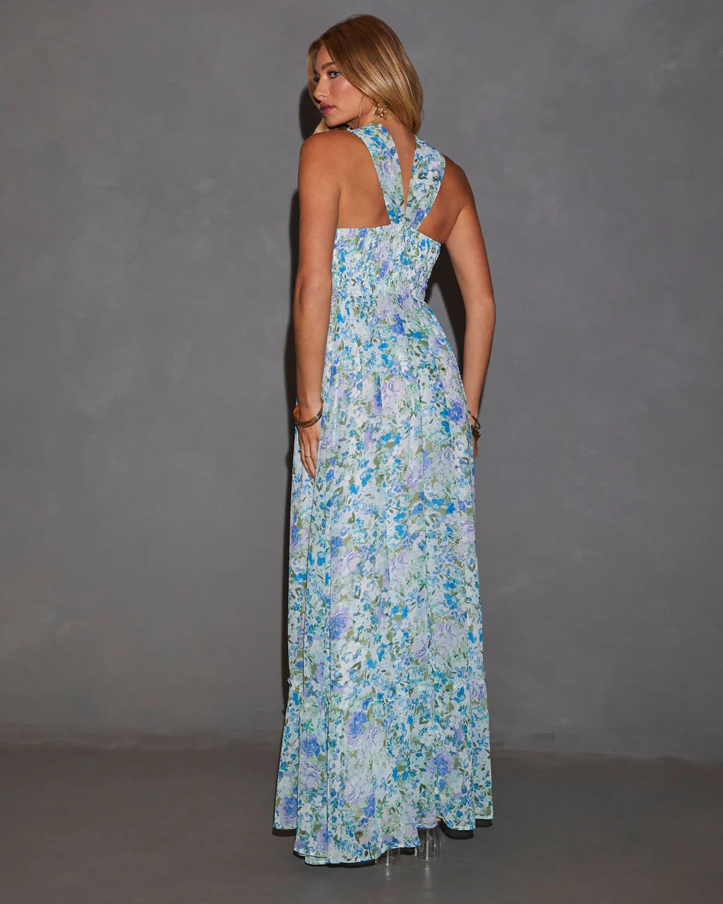 Aulani Halter Neck Printed Empire Maxi Dress