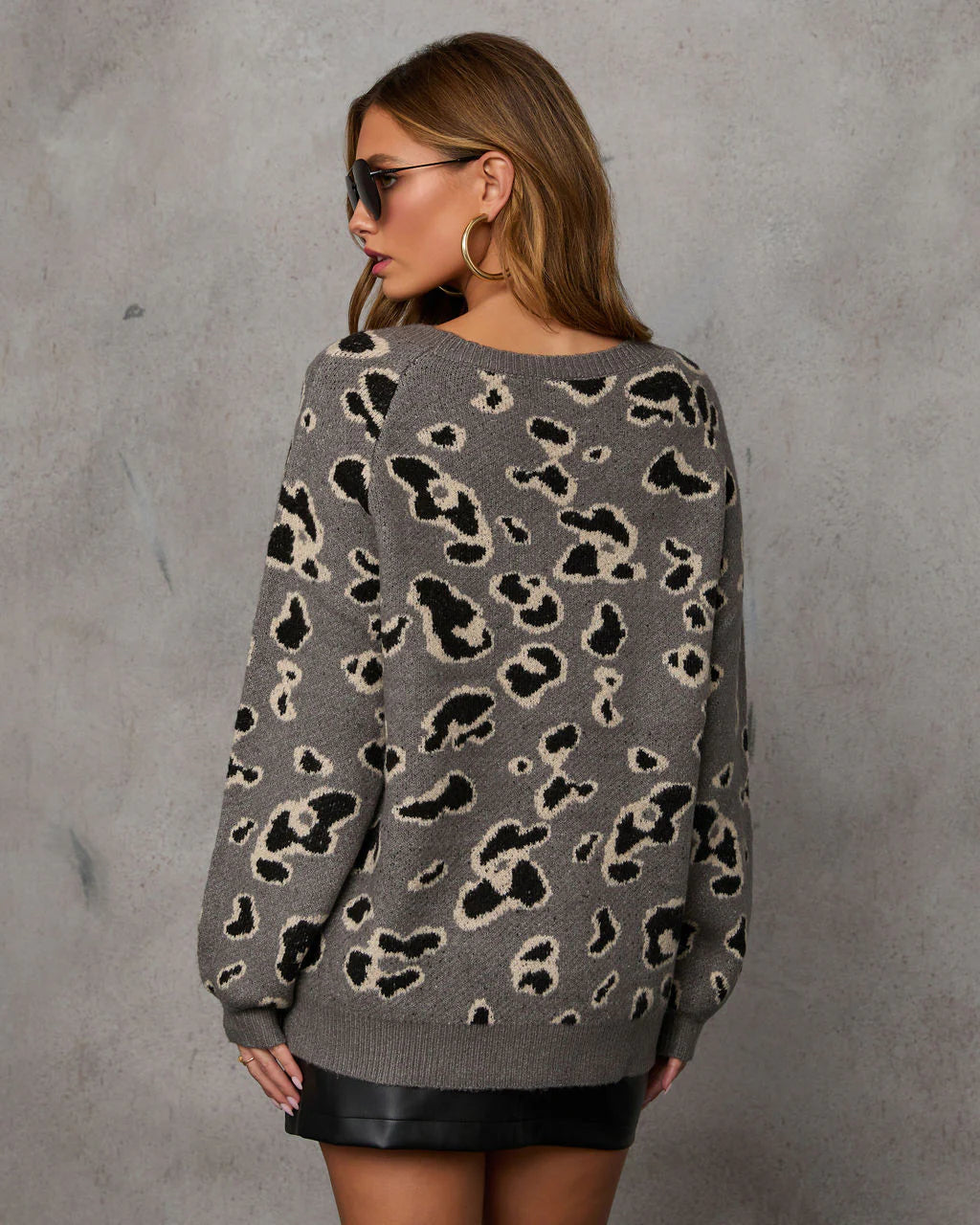 Adaline Oversized Animal Print Sweater