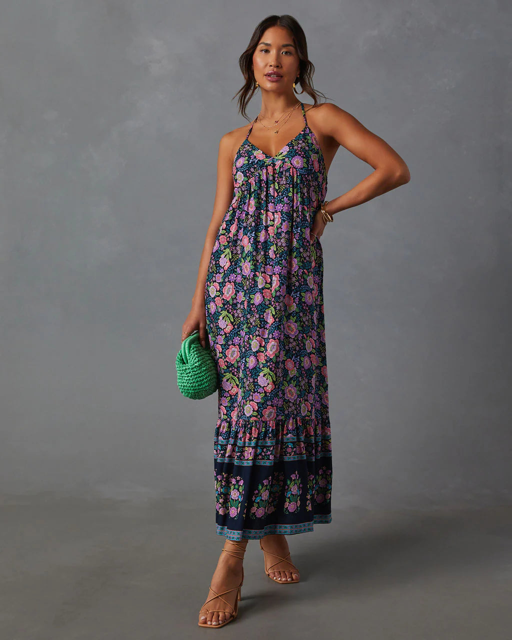 Lyssa V-Neck Empire Maxi Dress