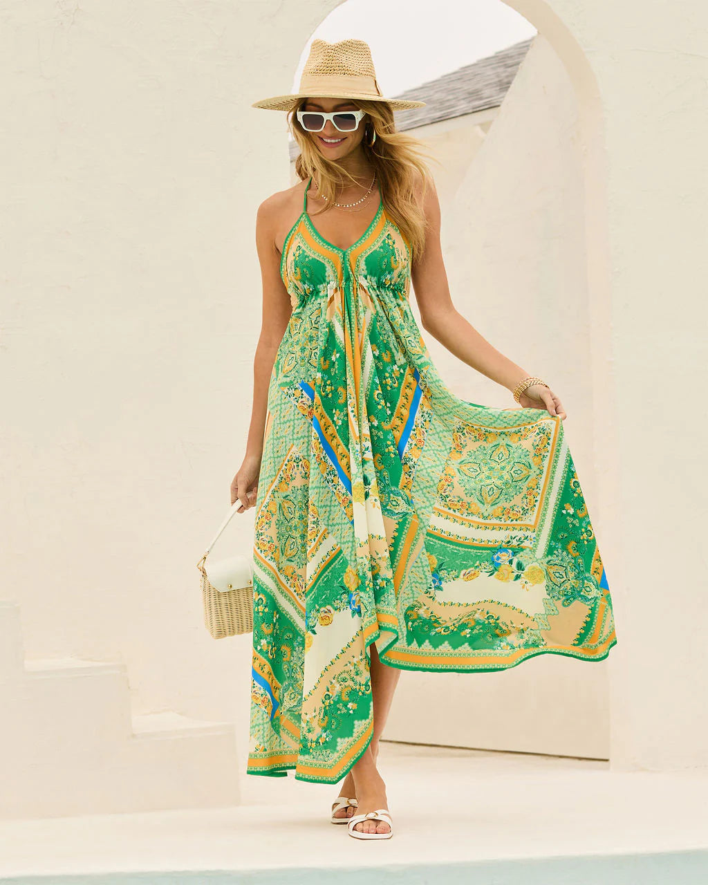 Grasse Border Print Maxi Dress