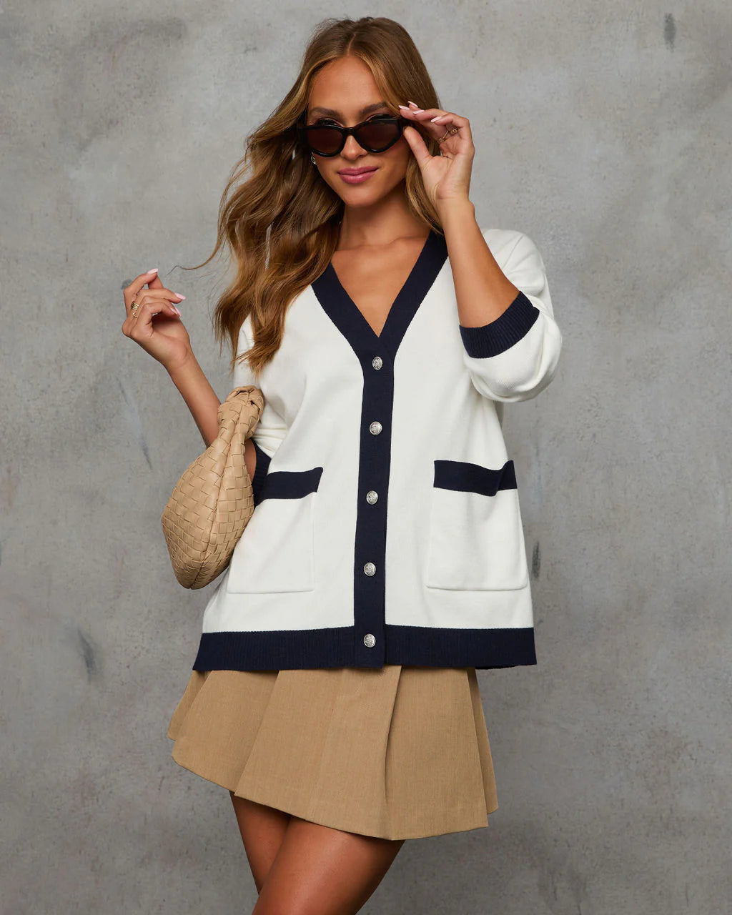 Right My Way Contrast Trim Cardigan