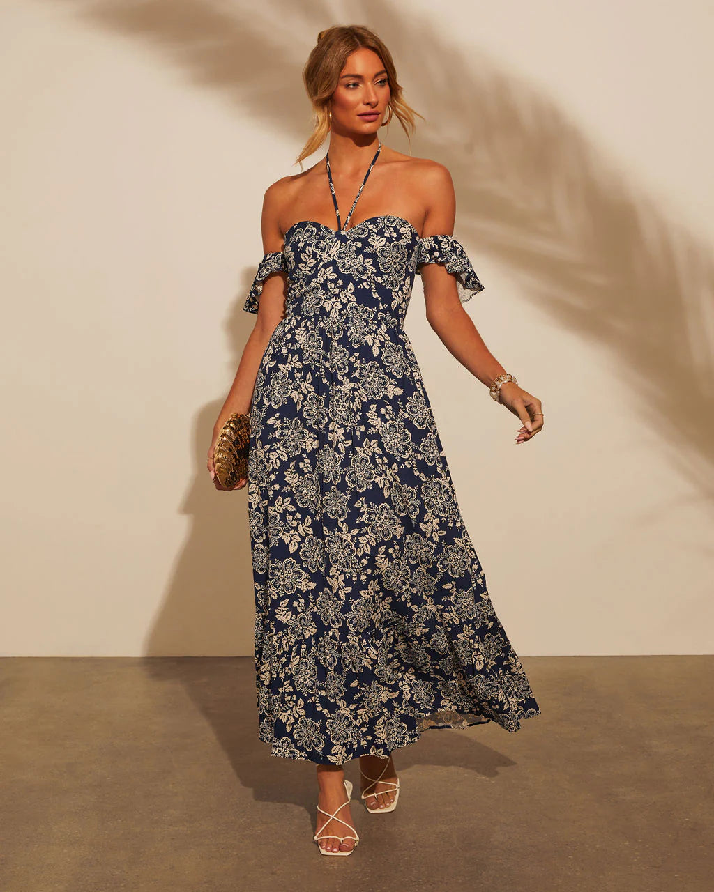 Acacia Off The Shoulder Halter Maxi Dress