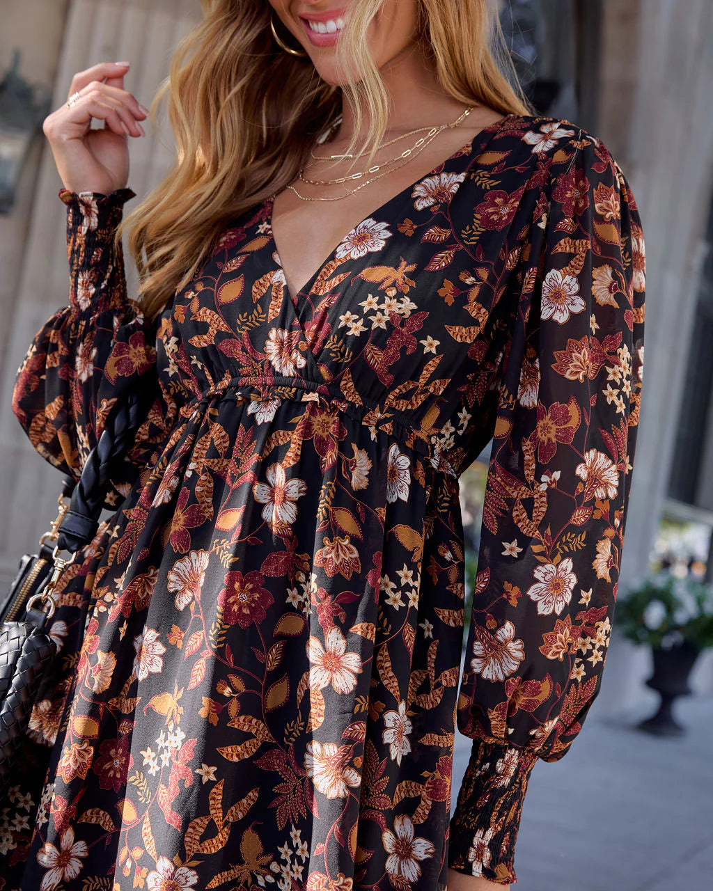 Hallie Floral Balloon Sleeve Mini Dress