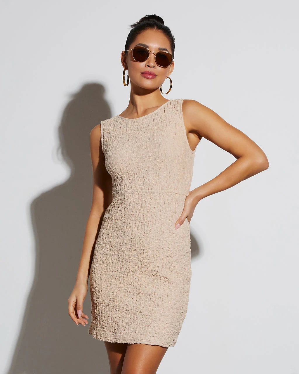 Dani Textured Back Cutout Mini Dress