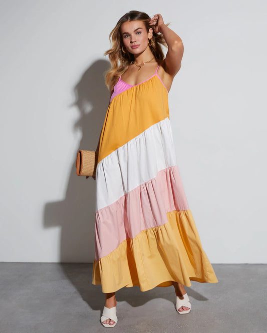 Patricia Colorblock Cotton Maxi Dress