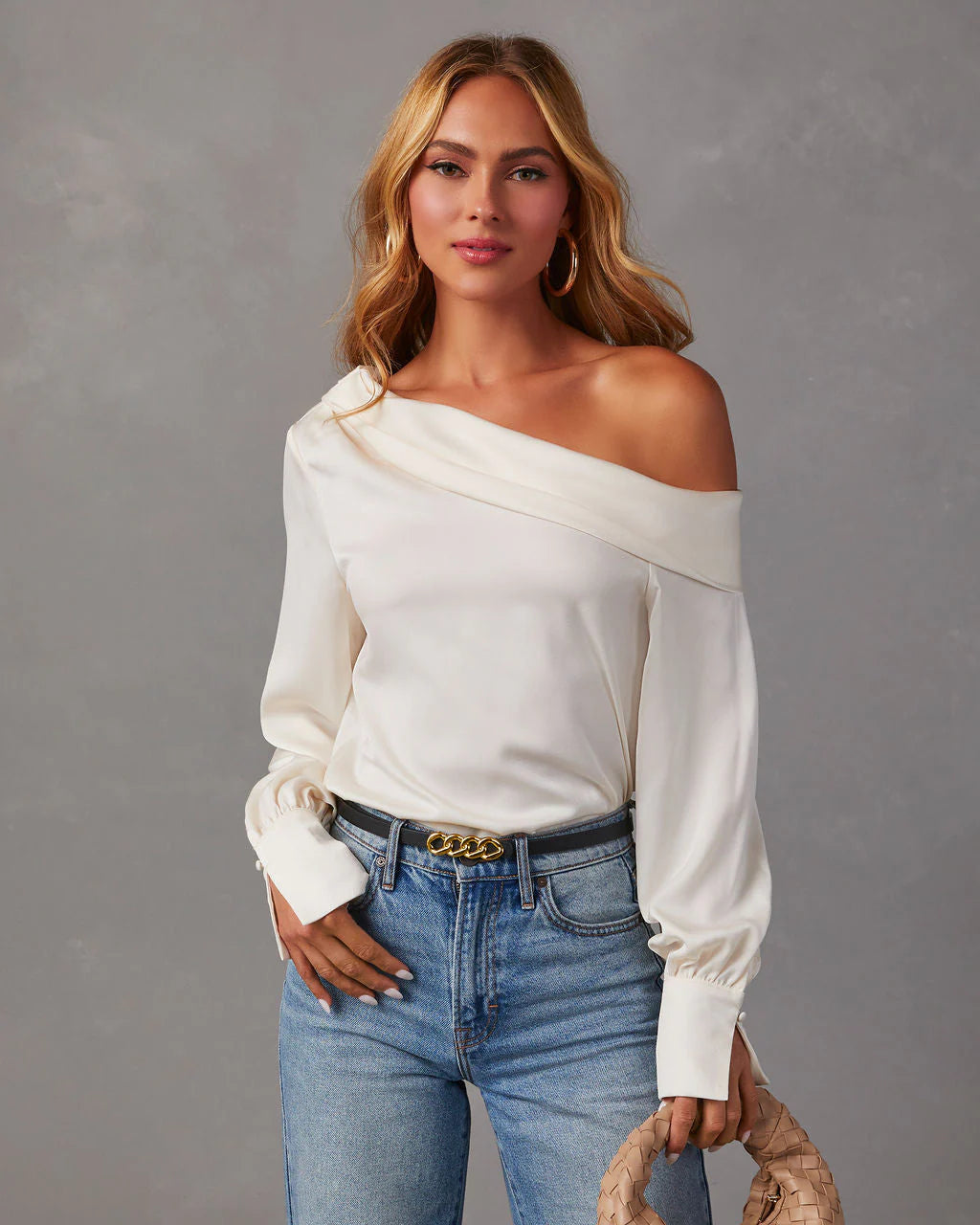 Runway Girl Satin Off Shoulder Top