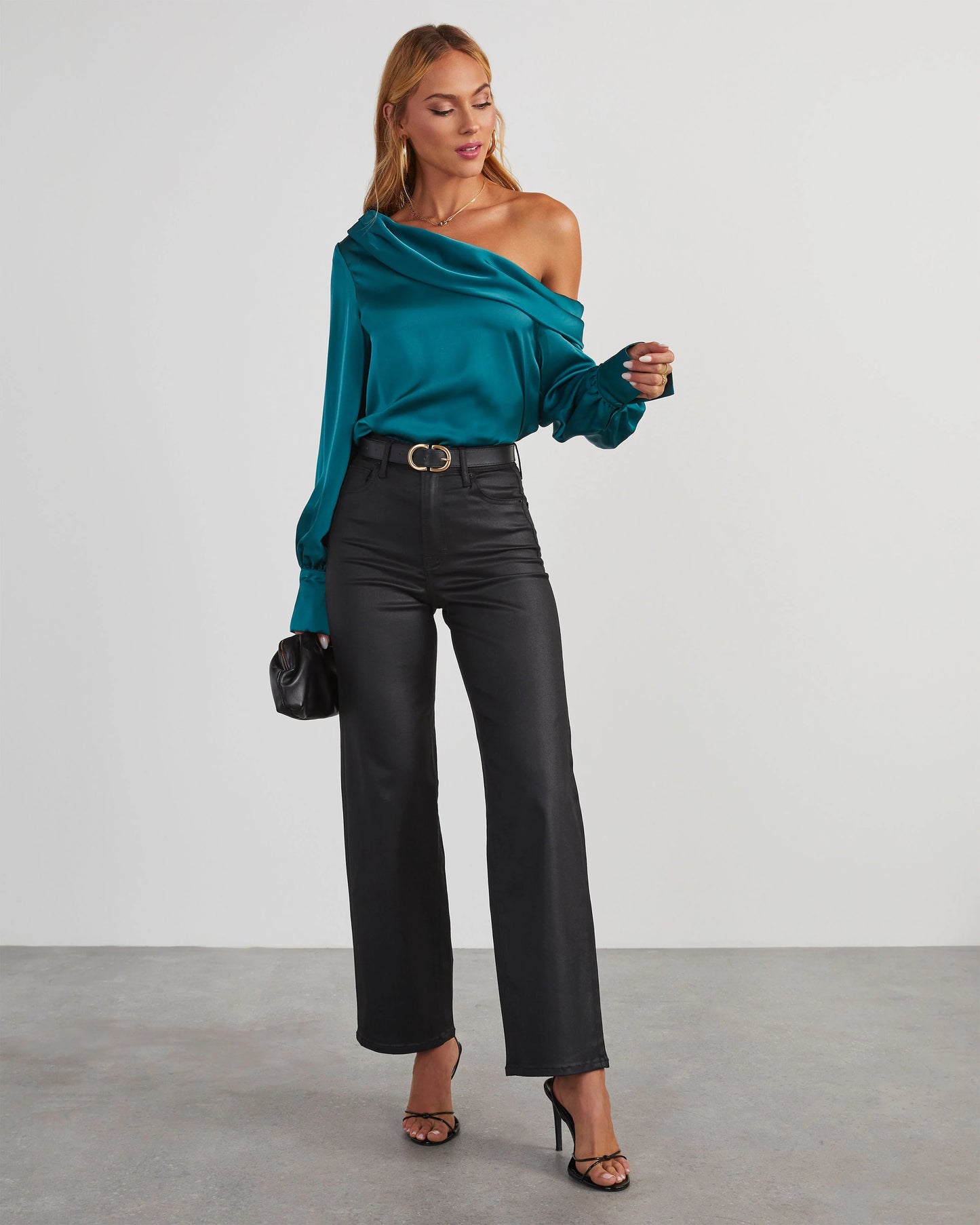 Runway Girl Satin Off Shoulder Top