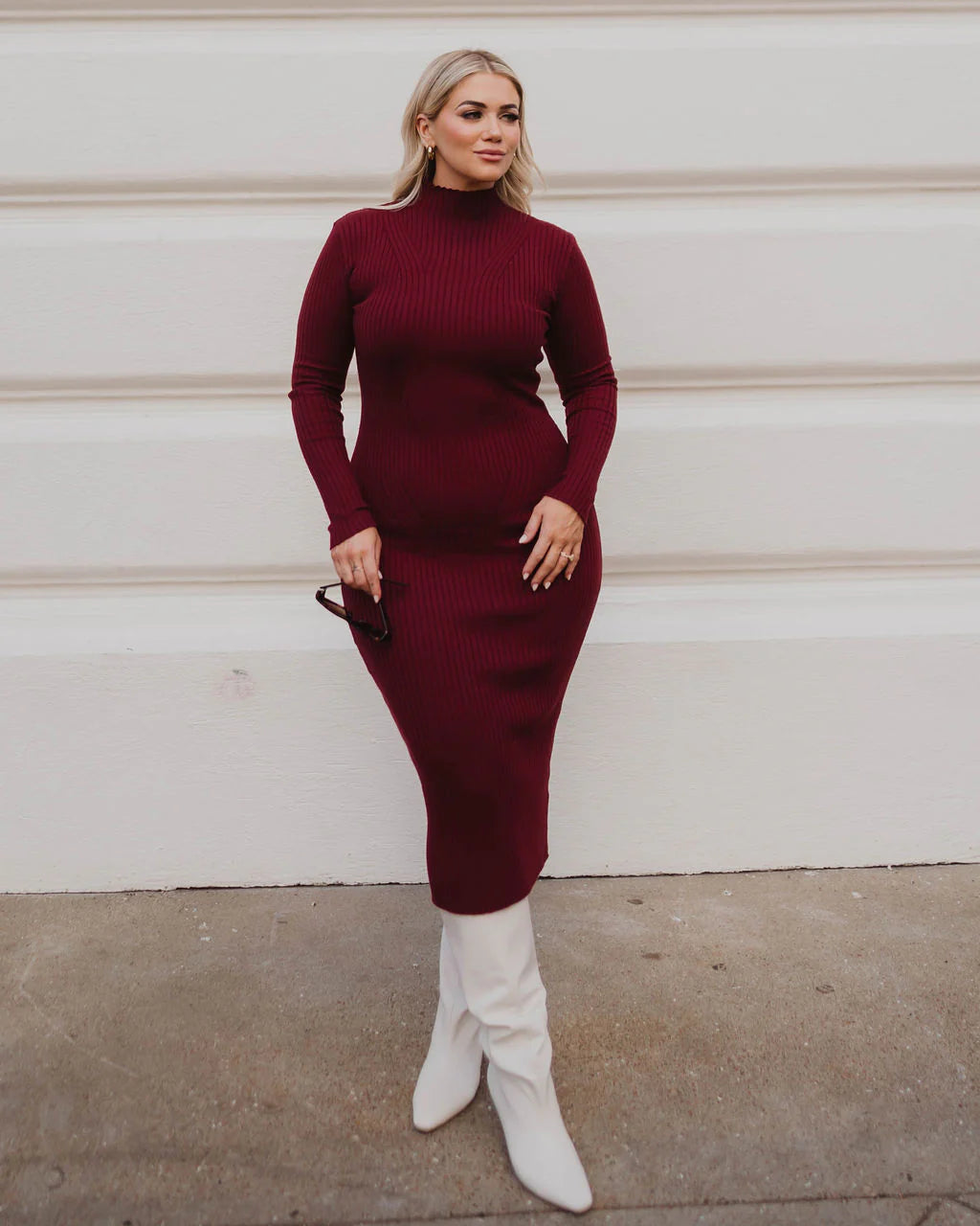 Missy Long Sleeve Midi Sweater Dress