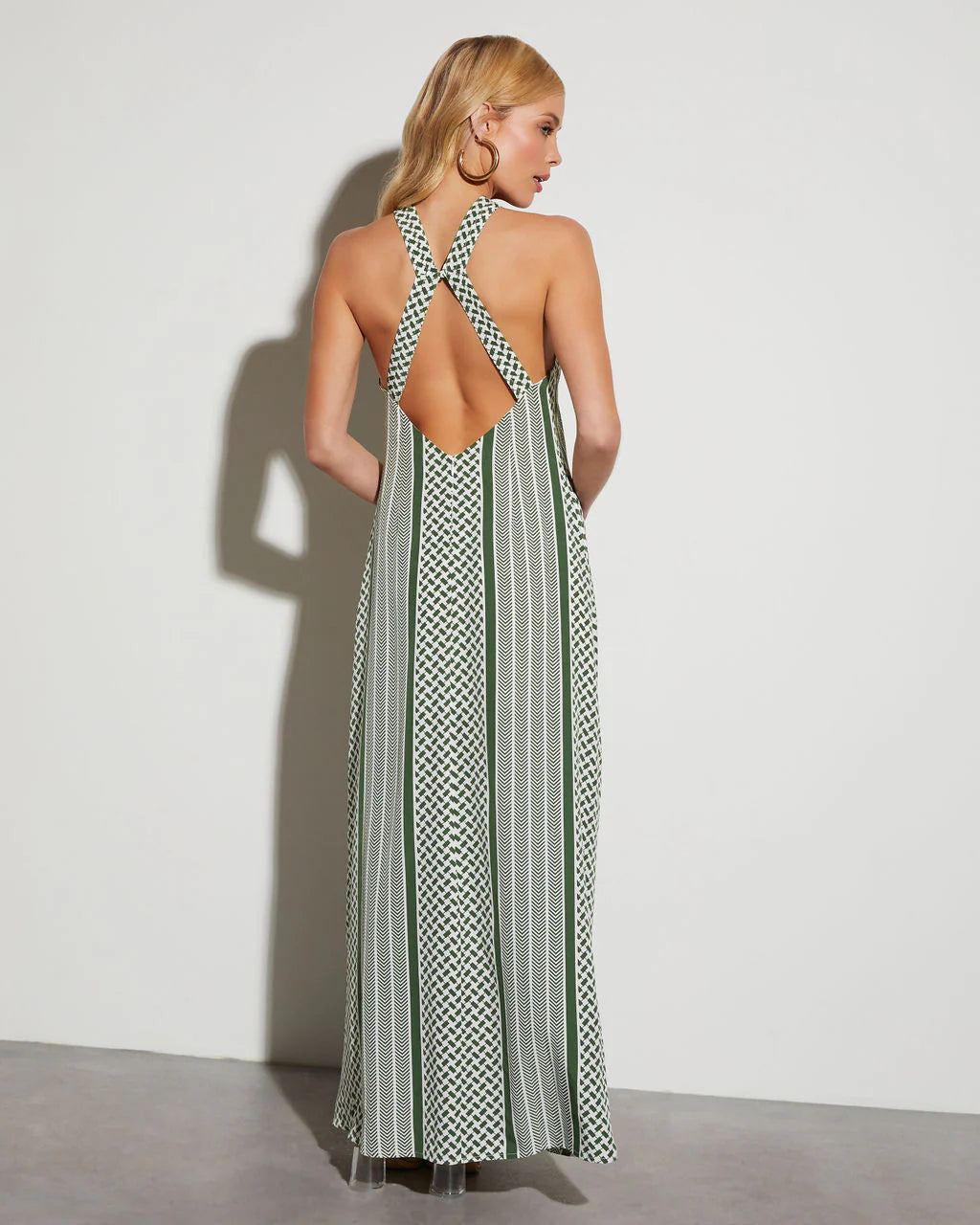 Rylee Striped Halter Neck Maxi Dress