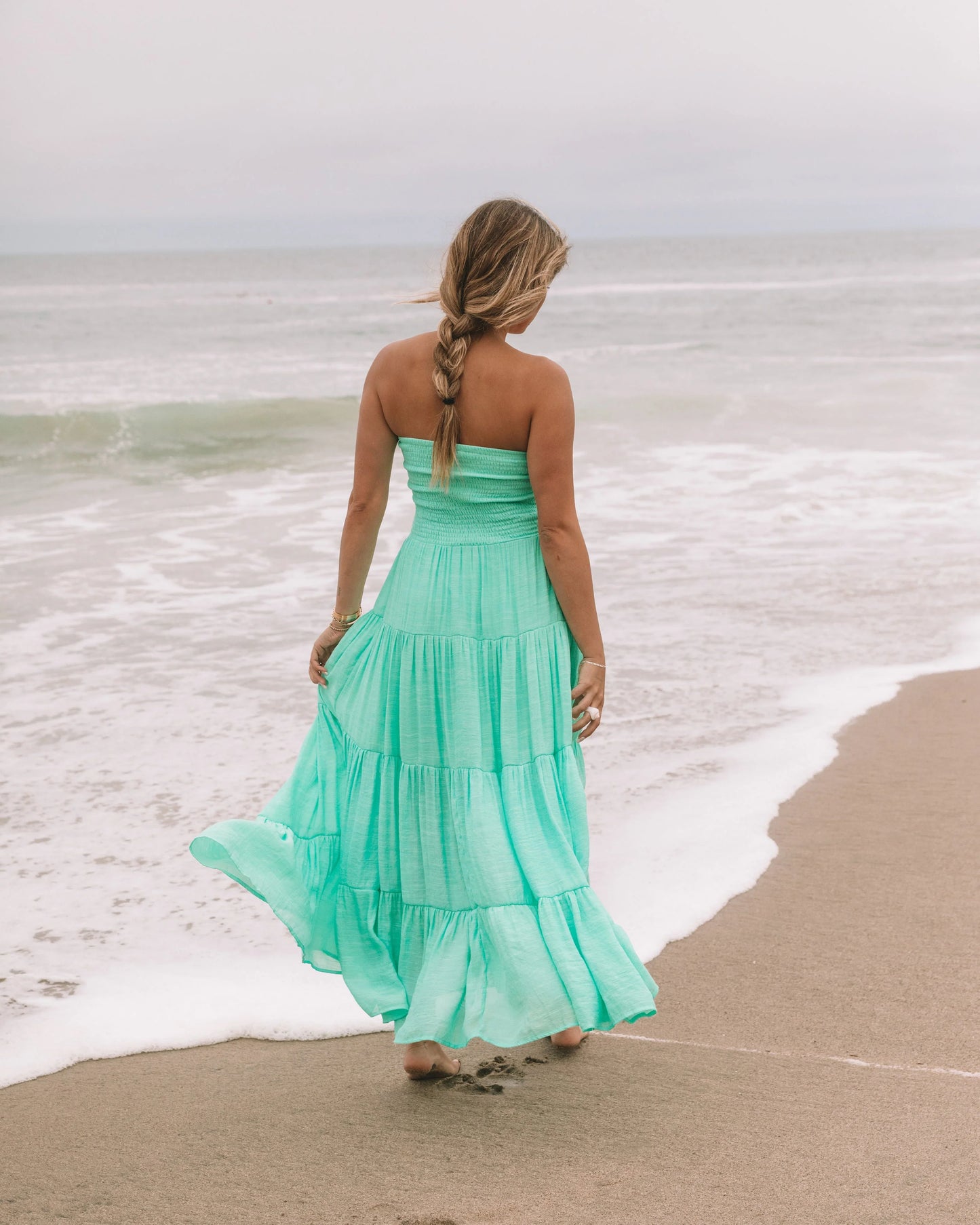 Rosalina Strapless Smocked Tiered Maxi Dress