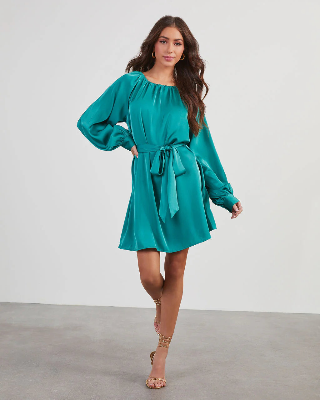 Decklan Satin Tie Waist Mini Dress