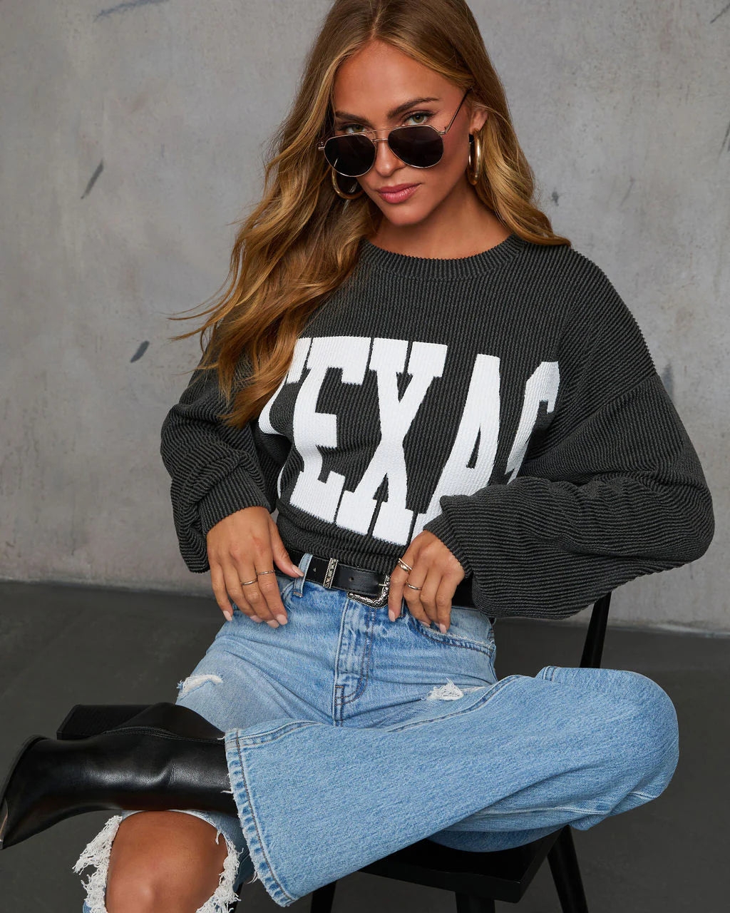 Home Town Rep Ribbed Oversized Sweatshirt