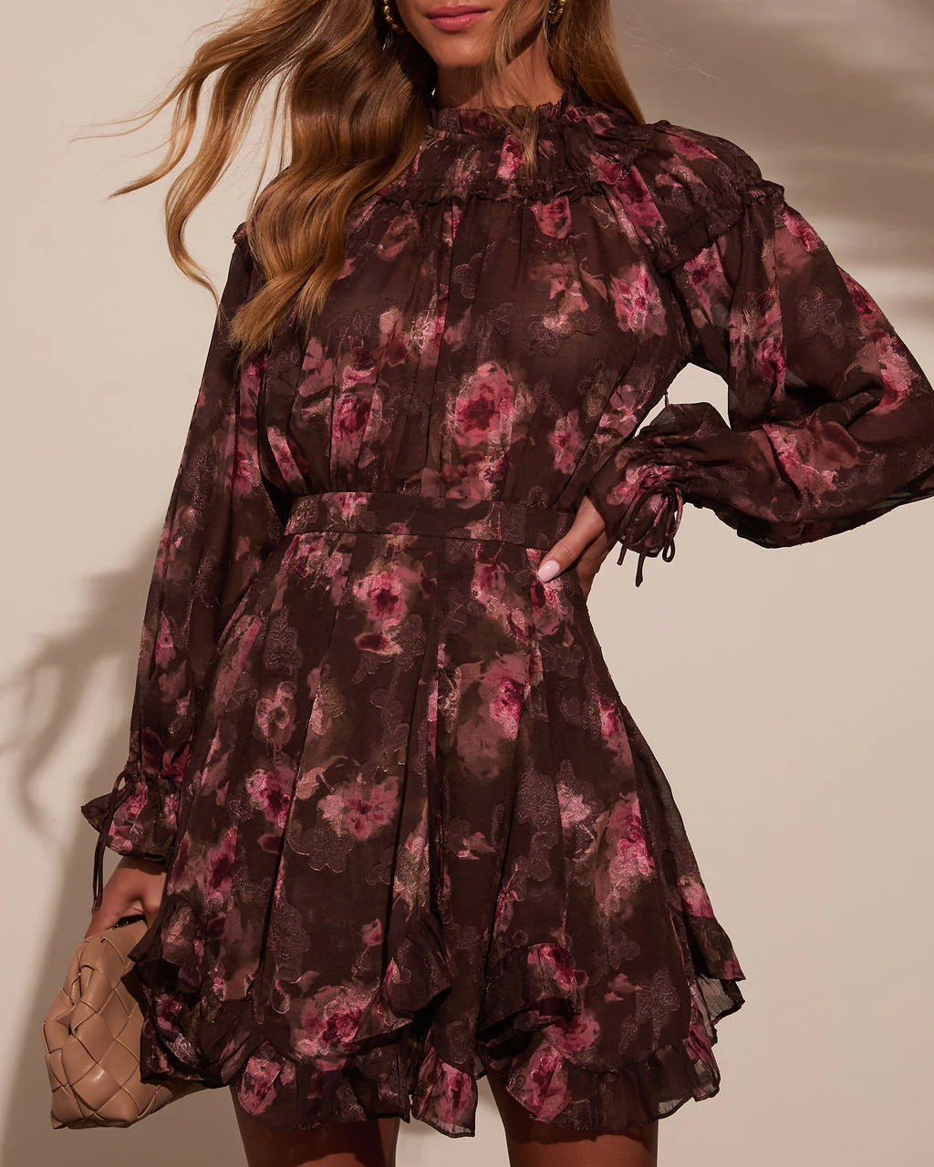 Remino Floral Print Chiffon Mini Dress