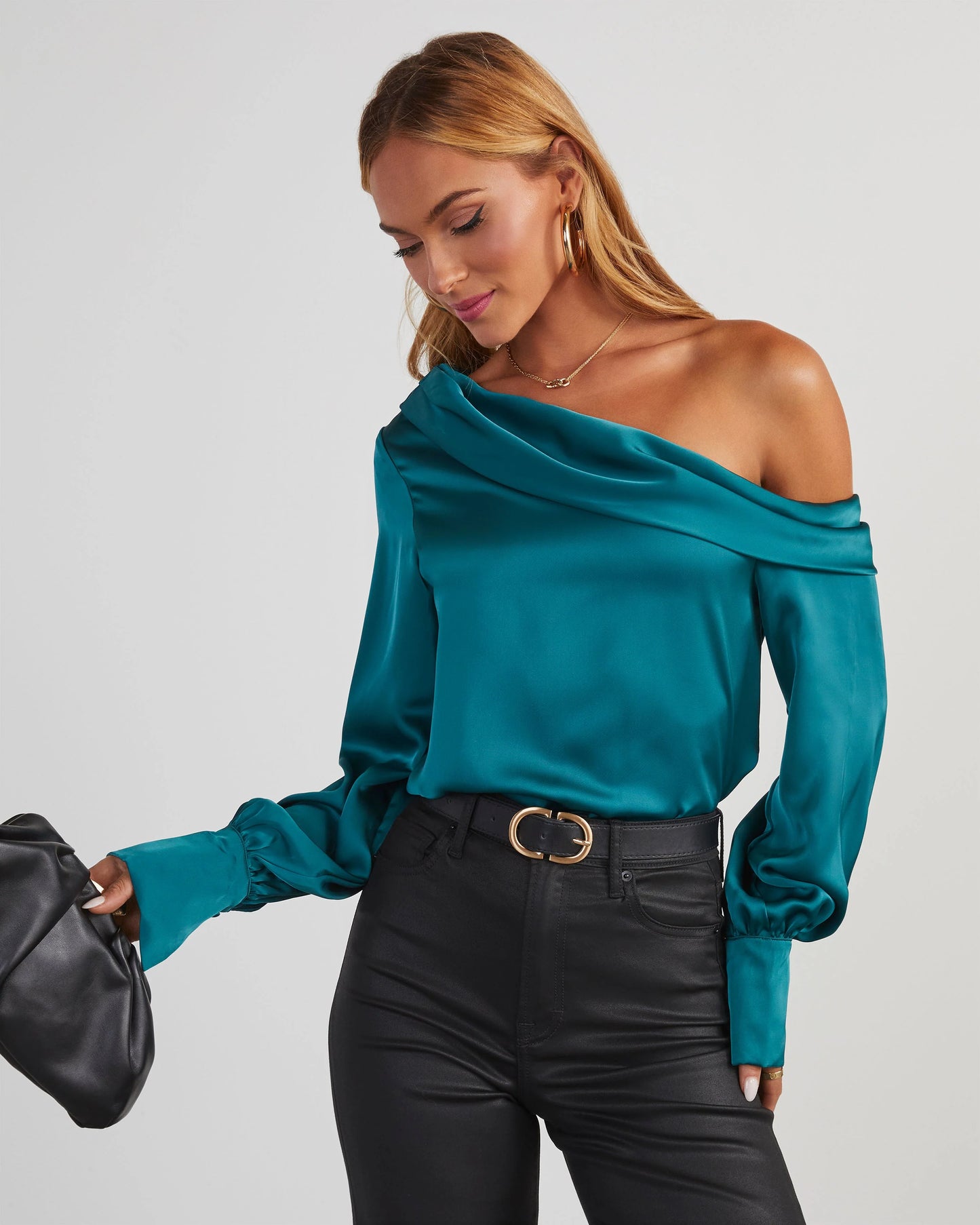 Runway Girl Satin Off Shoulder Top