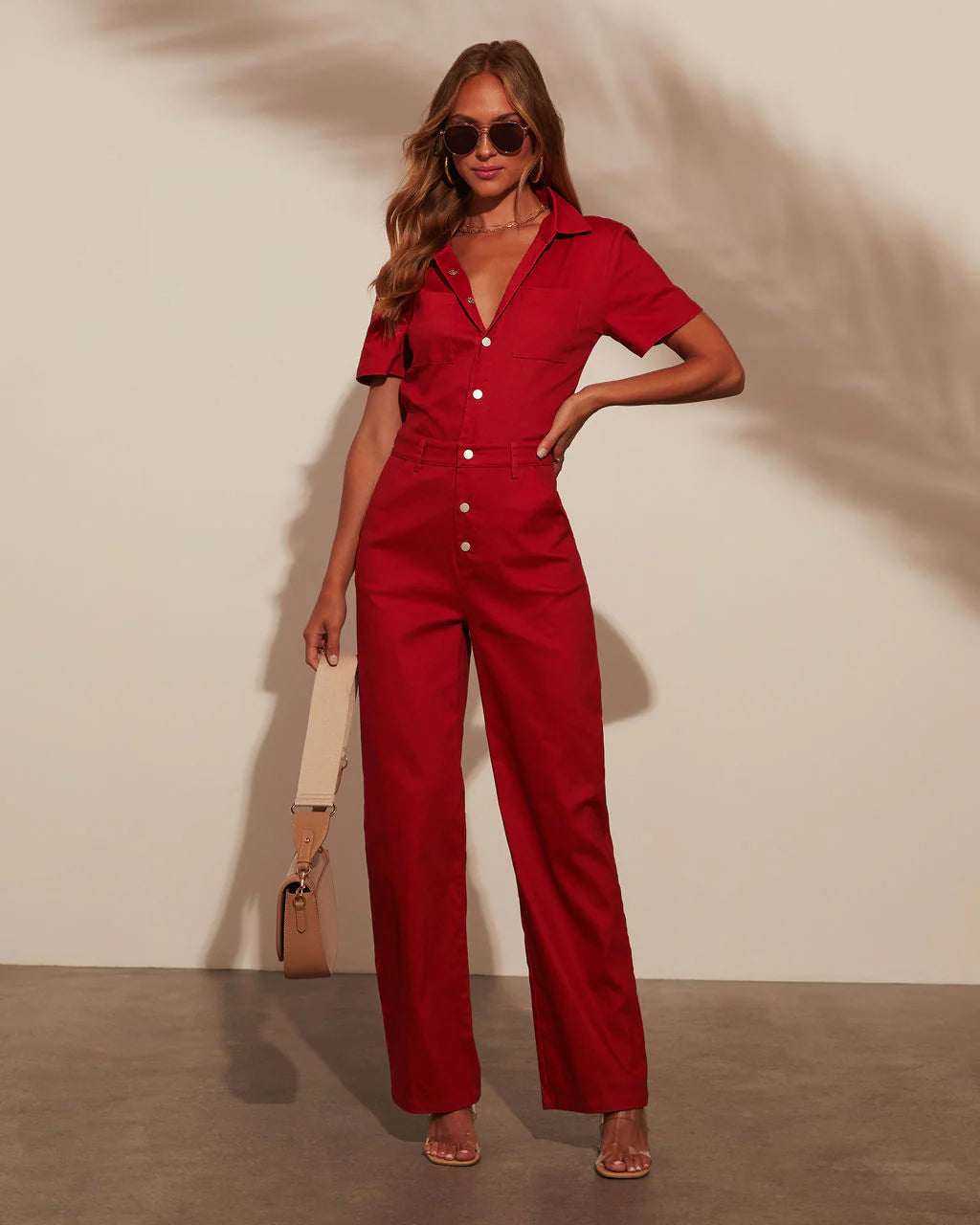 Amirah Button Down Pocketed Jumpsuit