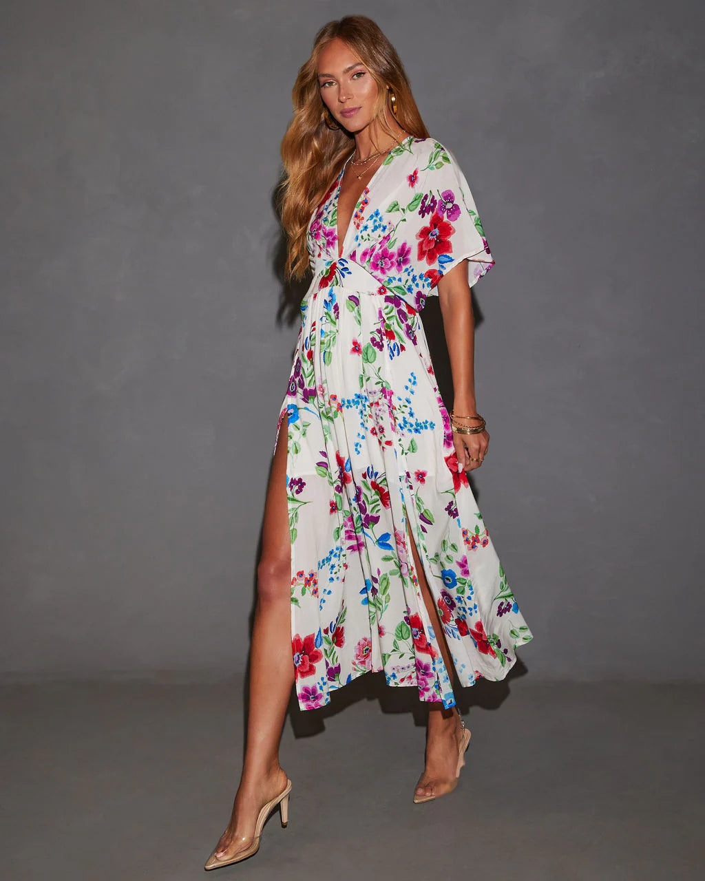 Catrina Kimono Floral Midi Dress