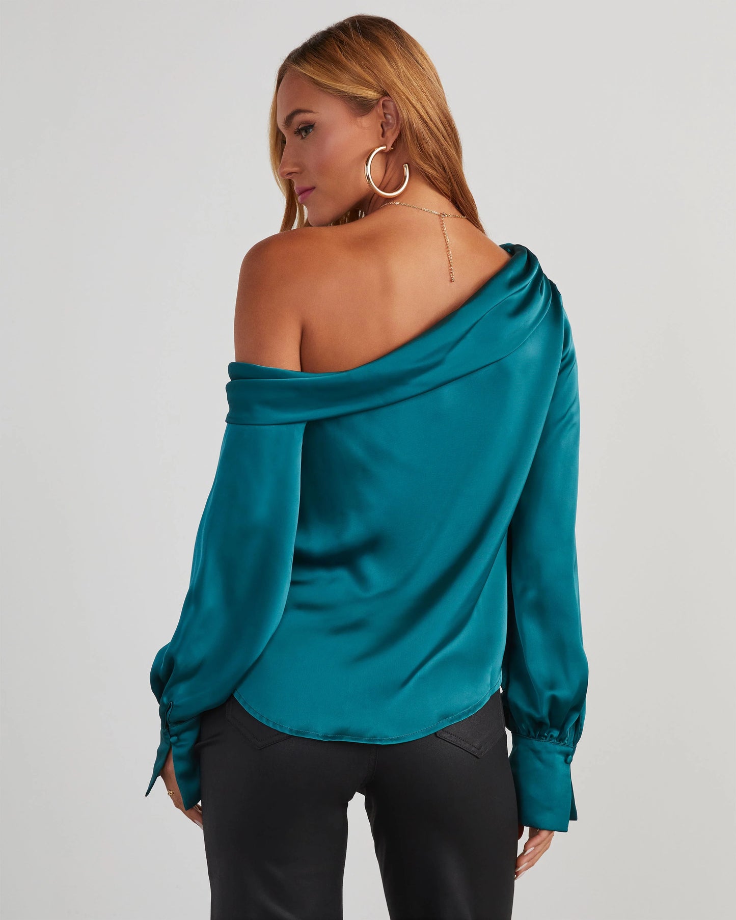 Runway Girl Satin Off Shoulder Top