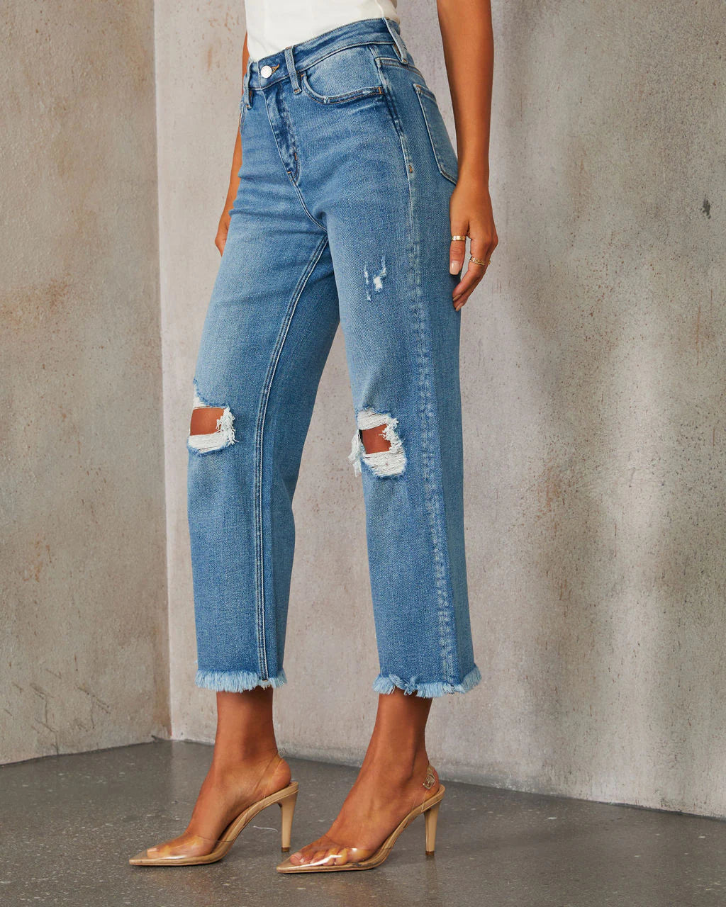 Amina High Rise Wide Leg Crop Jeans