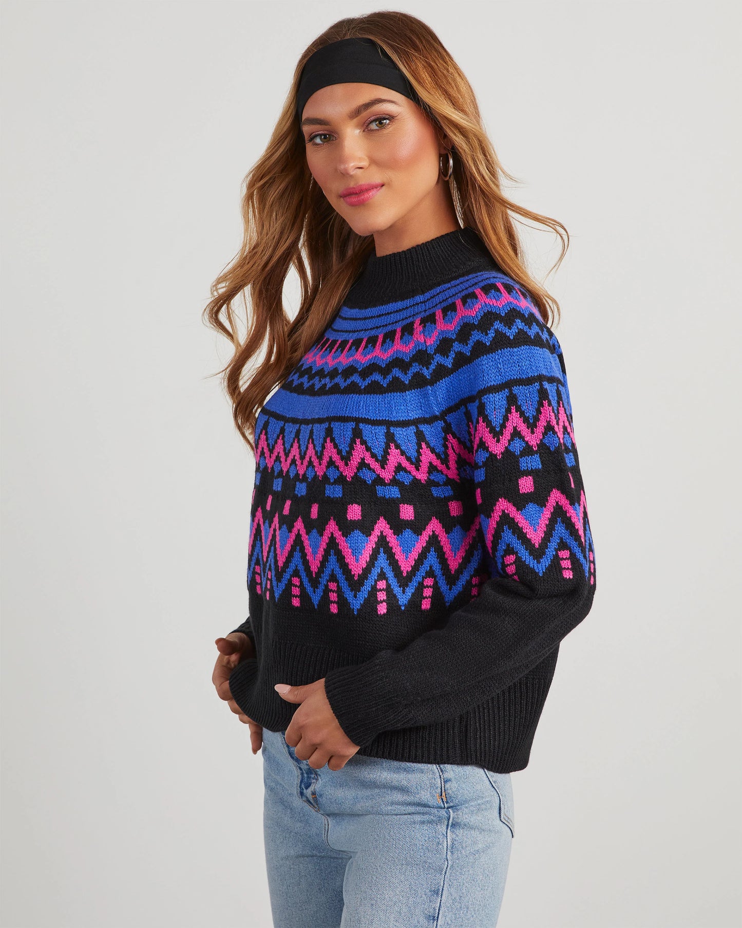 Alpine Fair Isle Mock Neck Sweater