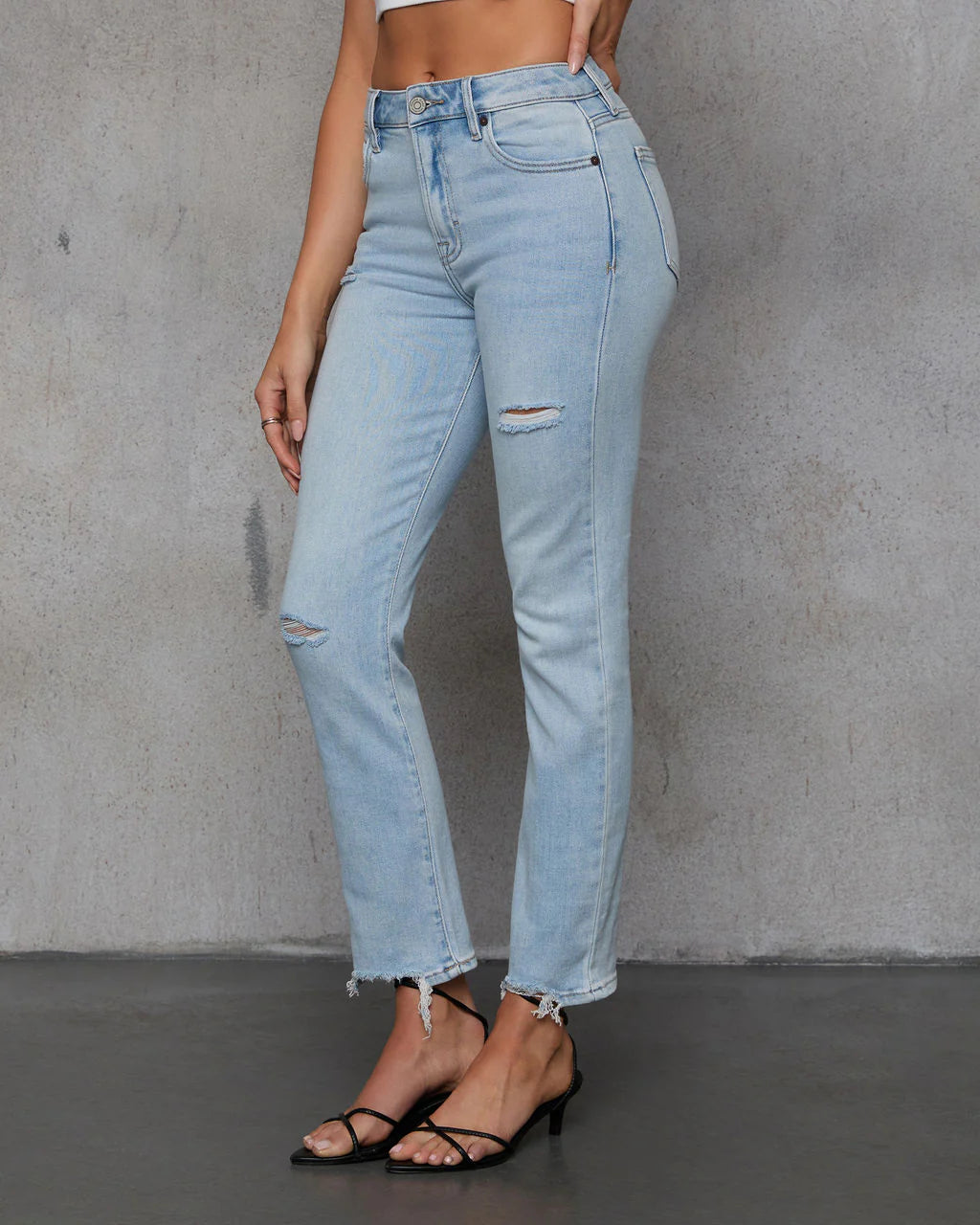 Riley High Rise Distressed Slim Jean