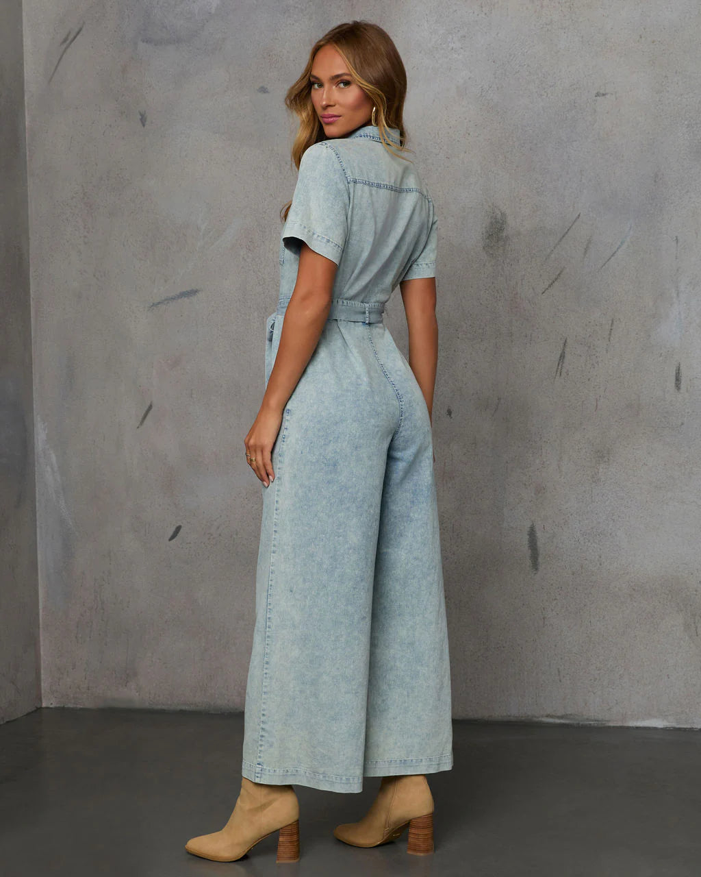 American West Chambray Waist Tie Jumpsuit