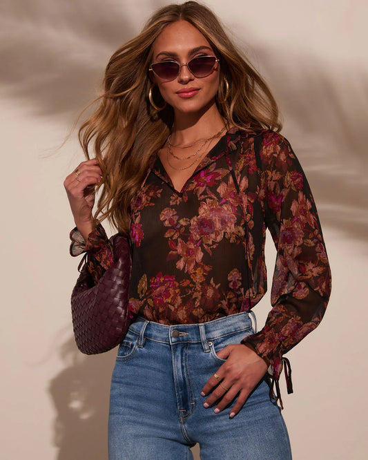 Roslynn Floral Necktie Blouse