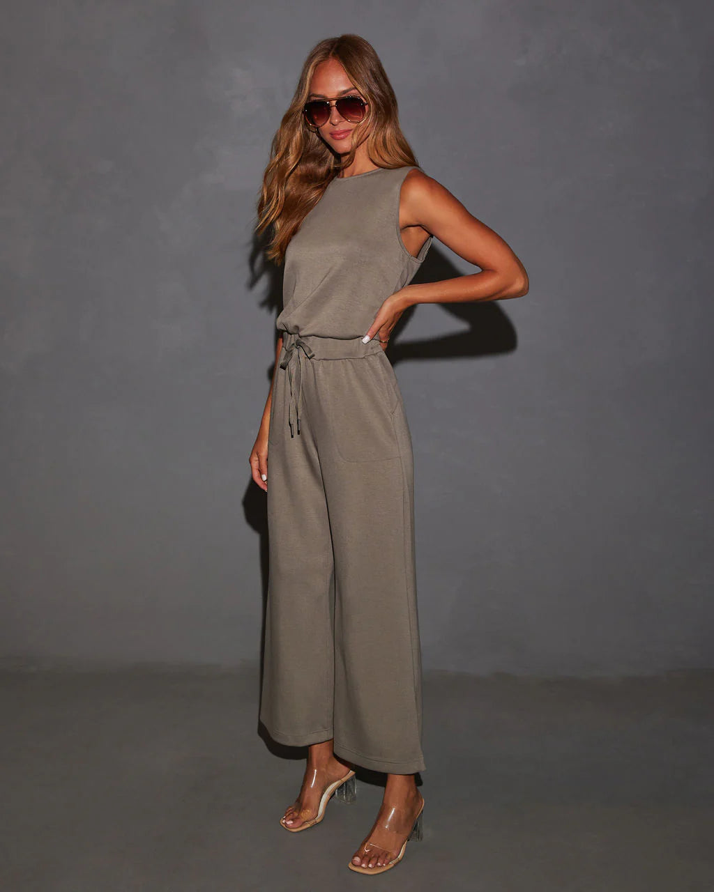 Rosella Wide Leg Drawstring Waist Jumpsuit