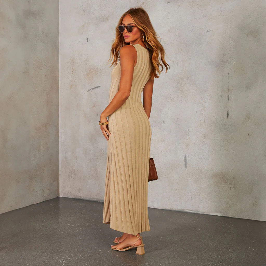 Fine Line Ribbed Midi Dress